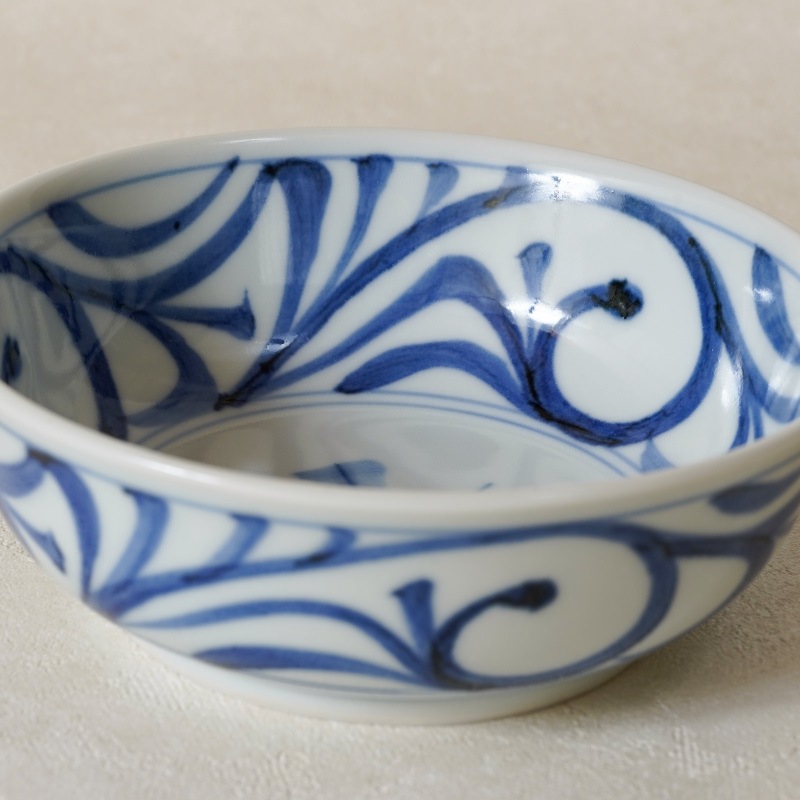 砥部焼 梅山窯】4.7寸平鉢 内外唐草 | 窯元別,梅山窯 | 砥部焼