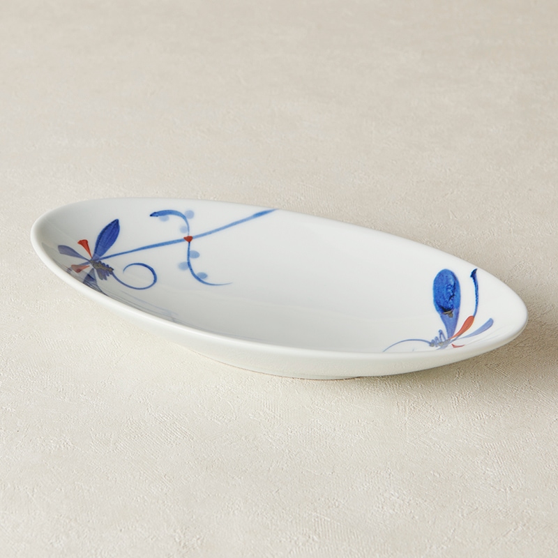 砥部焼 千山窯】舟皿 上絵とんぼ | タイプ別,皿・プレート,オーバル