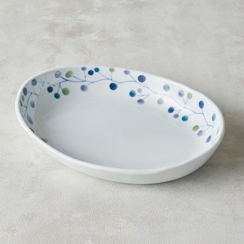 砥部焼 大西陶芸】オーバルプレート(L) ツリーナッツ | タイプ別,皿