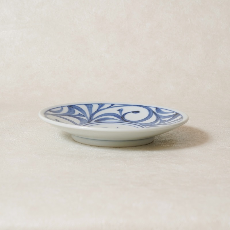 砥部焼 梅山窯】5寸丸皿 唐草 | 窯元別,梅山窯 | 砥部焼通販【とべまち