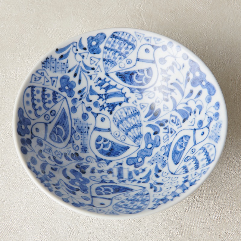 砥部焼 陽貴窯】平茶碗大 鳥更紗 | タイプ別,碗,飯碗 | 砥部焼通販