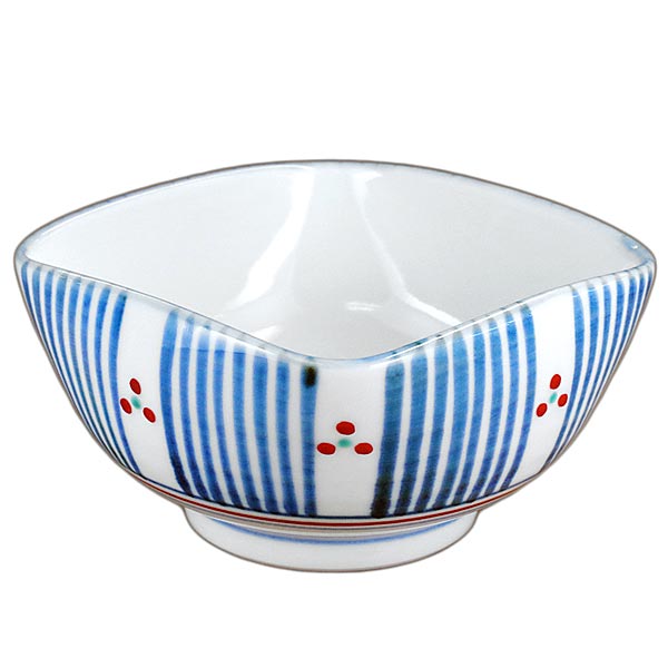 砥部焼 梅山窯 4寸4方鉢（十草三つ文）【和食器通販e-tobeyaki.com】