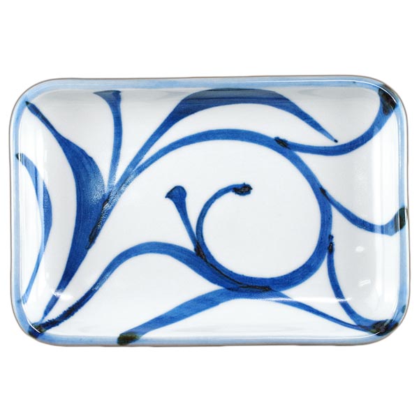 砥部焼「９寸長角布目皿（一つ唐草）」１枚【 送料確認用出品 】 砥部焼「9寸長角布目皿（一つ唐草）」1枚【 送料確認用