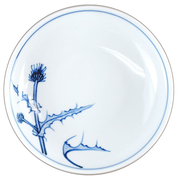 砥部焼 梅山窯 6寸深皿（アザミ）【和食器通販e-tobeyaki.com】
