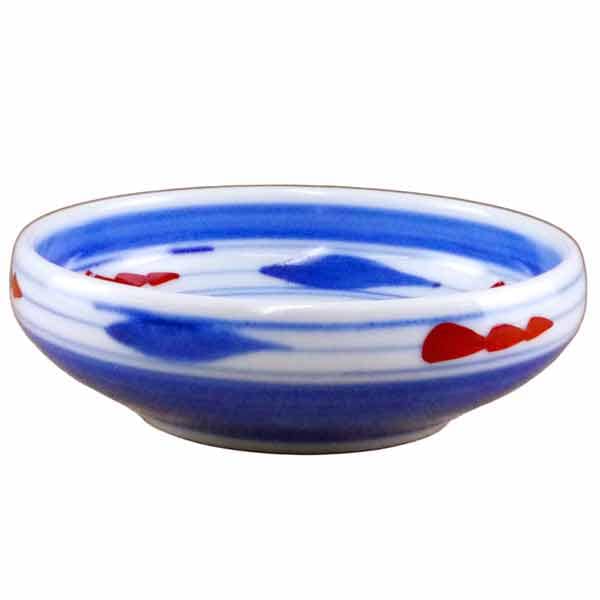 砥部焼 梅山窯 4寸小鉢（赤ペン）【和食器通販e-tobeyaki.com】