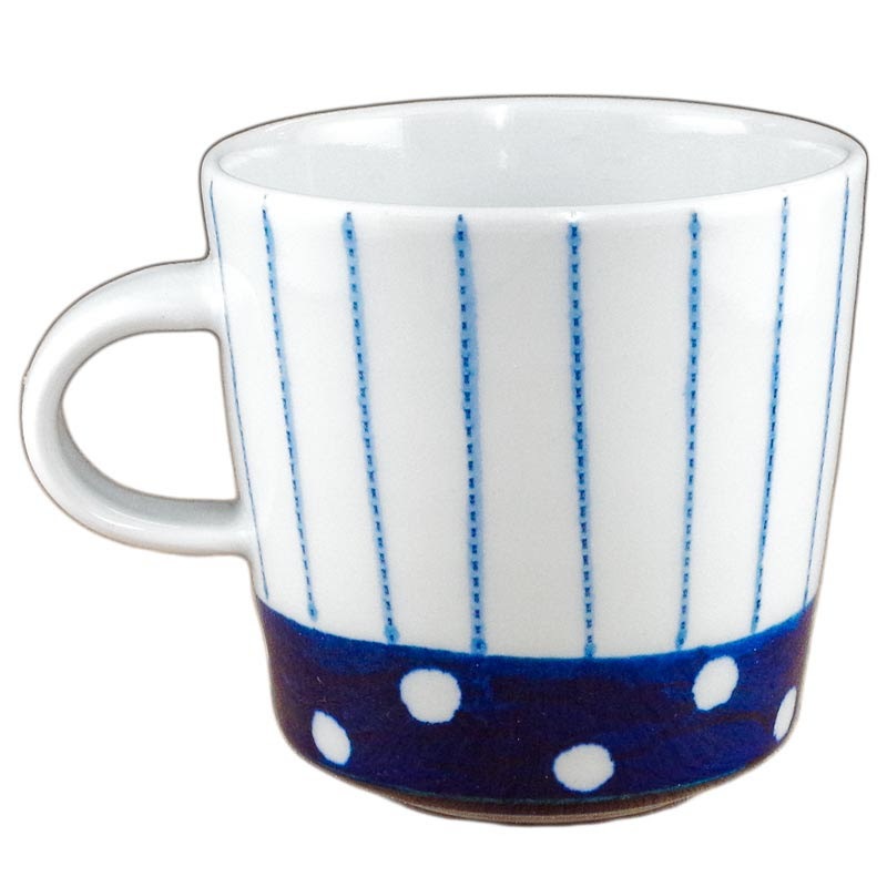 砥部焼 皐月窯 マグカップ（点線と水玉）【和食器通販e-tobeyaki.com】