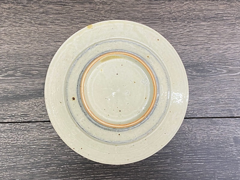 砥部焼 中田窯 5寸リム皿（灰釉加彩）J