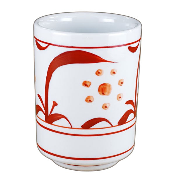 砥部焼・梅山窯・松湯呑み（朱太陽）【和食器通販e-tobeyaki.com】