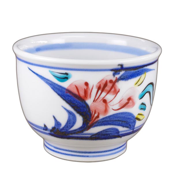 砥部焼・西岡工房・湯呑み（花朱絵）【和食器通販e-tobeyaki.com】