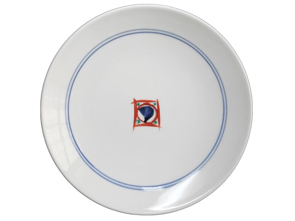 砥部焼・梅山窯・7寸丸皿（ペン文）【和食器通販e-tobeyaki.com】