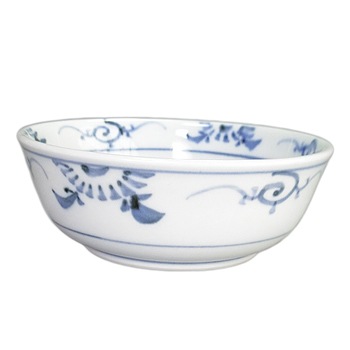 砥部焼・梅山窯・3.7寸平鉢（草文）【和食器通販e-tobeyaki.com】