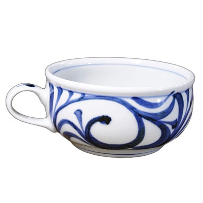 砥部焼 梅山窯・スープカップ(唐草) 和食器通販【e-tobeyaki.com】