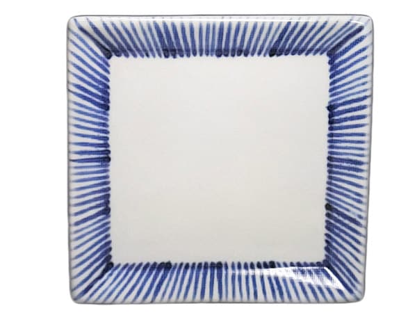 砥部焼・梅山窯・7寸布目角皿（十草文）【和食器通販e-tobeyaki.com】