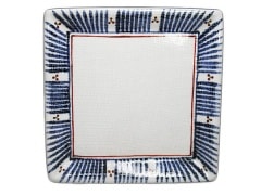 砥部焼・梅山窯・7寸布目角皿（十草三つ文）【和食器通販e-tobeyaki.com】