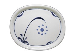 砥部焼・梅山窯・9.5寸布目楕円皿（太陽文）【和食器通販e