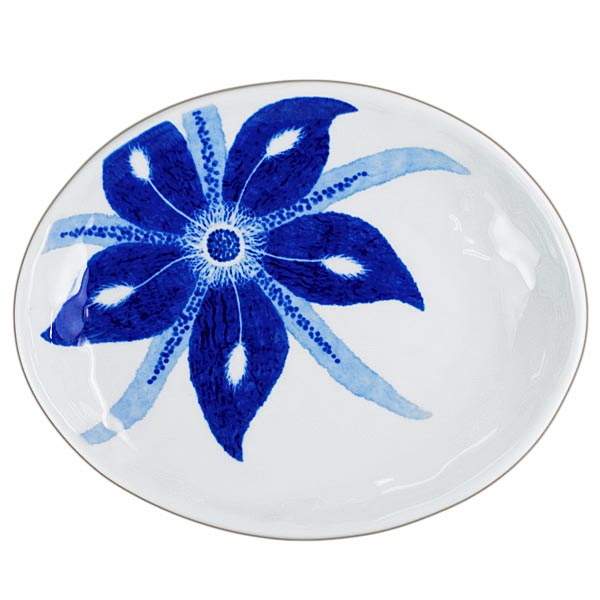 砥部焼 きよし窯 楕円皿（大）カトレア【和食器通販e-tobeyaki.com】