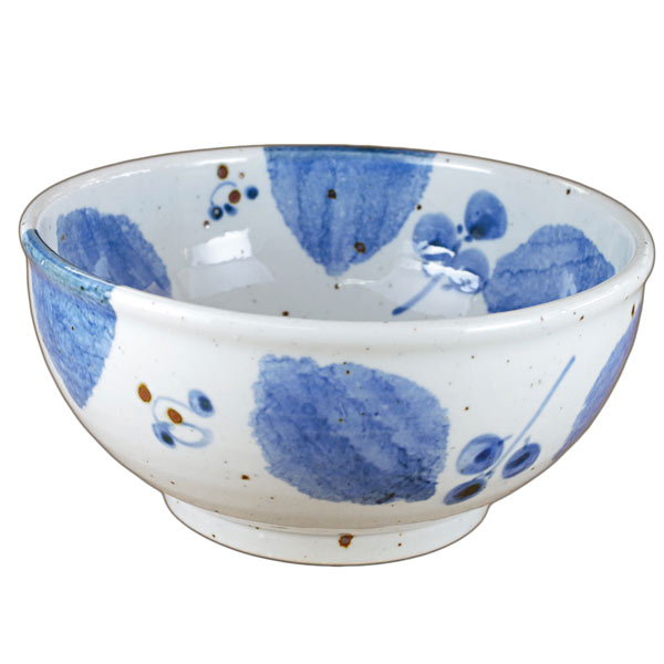 砥部焼 森陶房 どんぶり（土）ブルー木の葉【和食器通販e-tobeyaki.com】