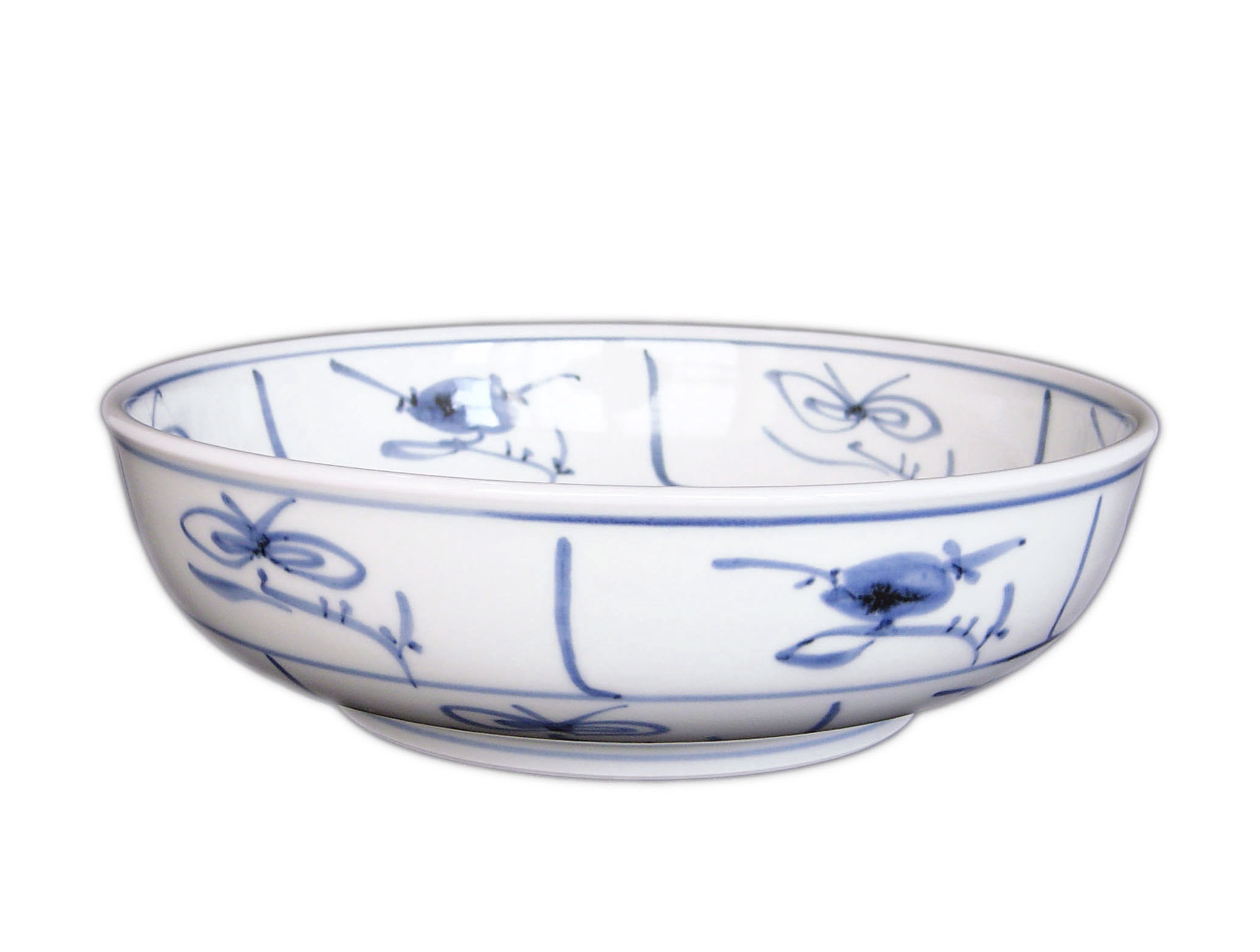 砥部焼 梅山窯・7寸平鉢（なずな） 和食器通販 【e-tobeyaki.com】