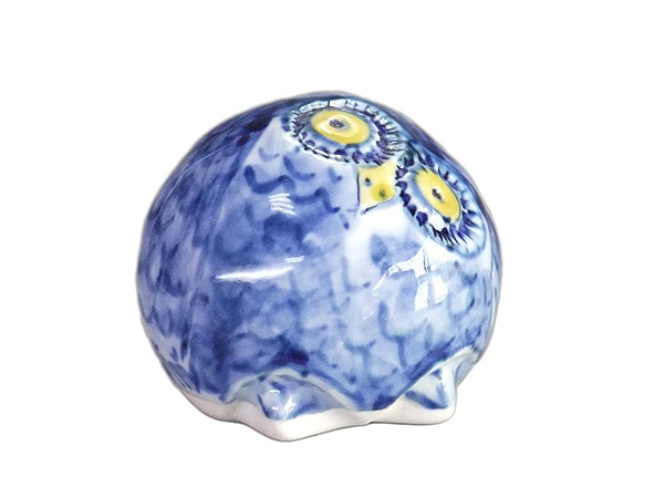 青芳 フクロウ　梟　置物　2つセット　陶器　森元青芳　砥部焼 ⑦ 青芳 フクロウ 梟 2点セット 陶器 森元青芳 砥部焼 オブジェ