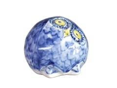 砥部焼 禎山窯 ふくろうの置物（あお）【和食器通販e-tobeyaki.com】