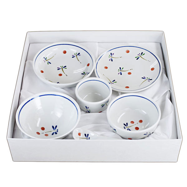 砥部焼 大西陶芸 お食い初め食器（とんぼ）【和食器通販e-tobeyaki.com】