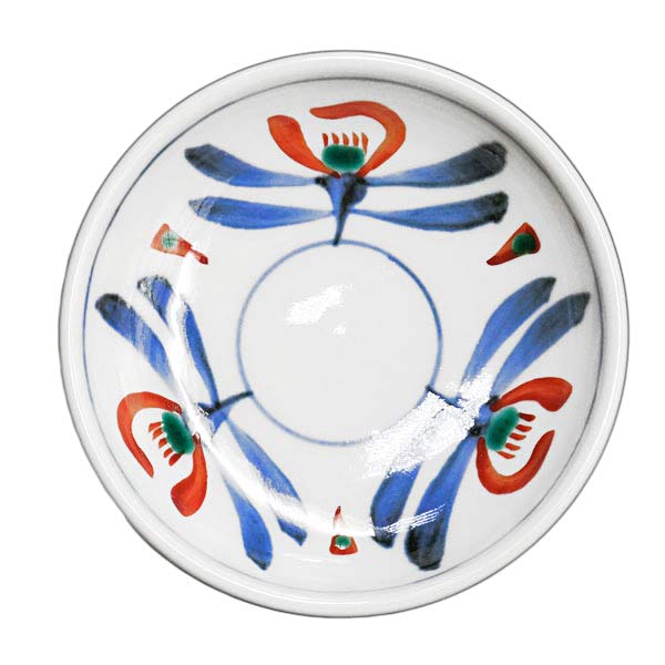 砥部焼 梅山窯 3.5寸切立小皿（朱花文）【和食器通販e-tobeyaki.com】