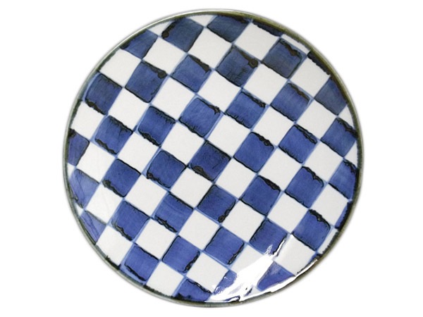 砥部焼 梅山窯 8寸丸皿（市松文）【和食器通販e-tobeyaki.com】