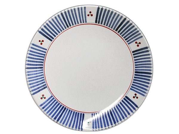 砥部焼 梅山窯 8寸丸皿（十草三つ文）【和食器通販e-tobeyaki.com】