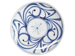 砥部焼 梅山窯 尺丸皿（唐草文）【和食器通販e-tobeyaki.com】