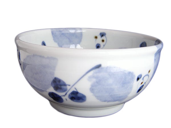 砥部焼・森陶房・丼（ブルー木の葉）【和食器通販e-tobeyaki.com】