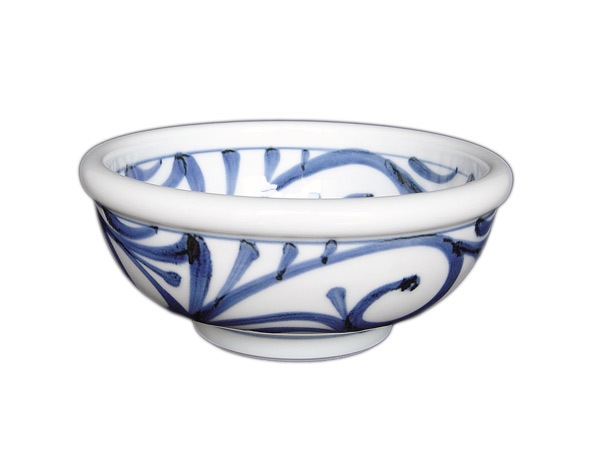 砥部焼　梅山窯 唐草玉縁鉢（内外唐草）茶碗、小皿、小鉢　５枚セット 砥部焼・梅山窯・5寸玉縁鉢（内外唐草）【和食器通販e-tobeyaki.com】