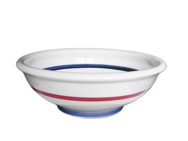 砥部焼・梅山窯・8寸玉縁鉢（朱線）【和食器通販e-tobeyaki.com】
