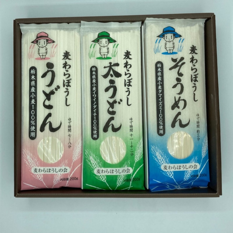 麦わらぼうし乾麺3種セット1 | とちぎの食から探す,麺類 | とちぎもの