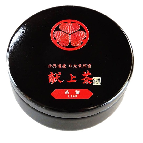 日光東照宮献上茶 黒缶 リーフ