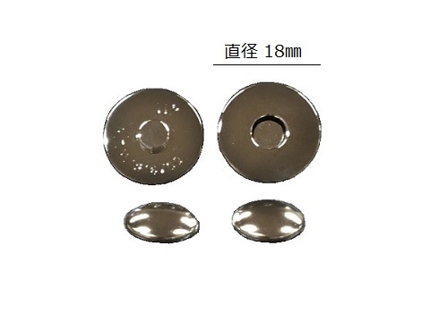 マグネットホック (カシメ式)】 直径 18mm×足長 8.7mm | ホック