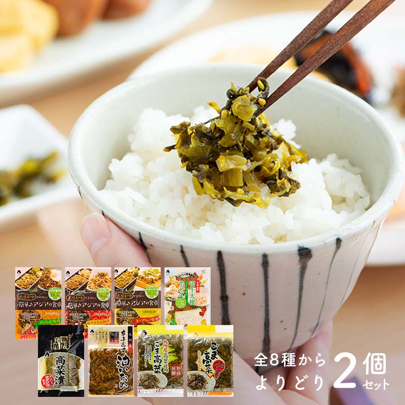 水車シリーズ 8種から選べる！よりどり2個セット（九州産高菜漬・大豆