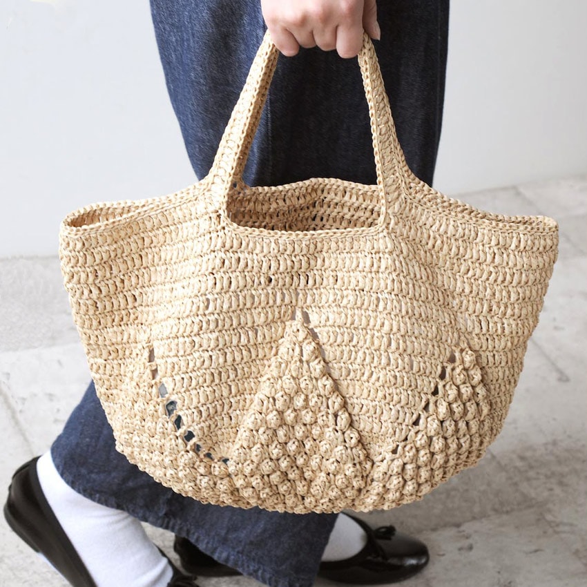 【ニットレシピ】 ニットレシピ エコアンダリヤで編む花模様のバッグ