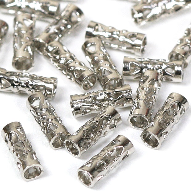 ビーズ　メタルビーズ　シルバー　3×8mm