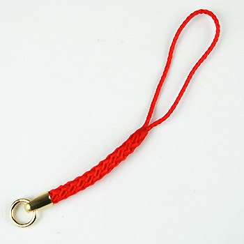 ビーズ　ストラップ&キーホルダー金具　根付け紐 根付(カン付き) 赤