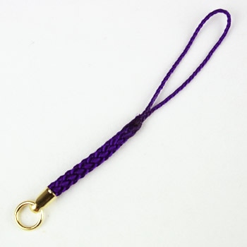 ビーズ　ストラップ&キーホルダー金具　根付け紐 根付(カン付き) 紫