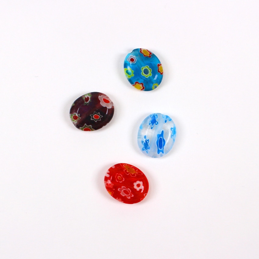ミルフィオリガラス10 オーバル平 ミックス 約10×12mm 4ヶ入り