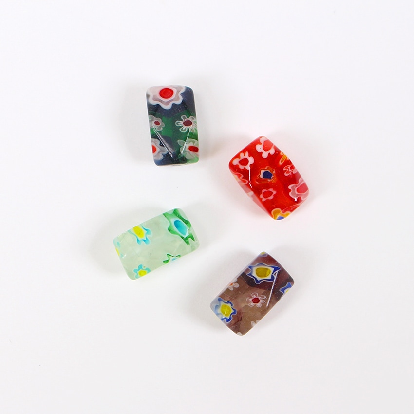 ミルフィオリガラス20 変形 ミックス 約8×14mm 4ヶ入り