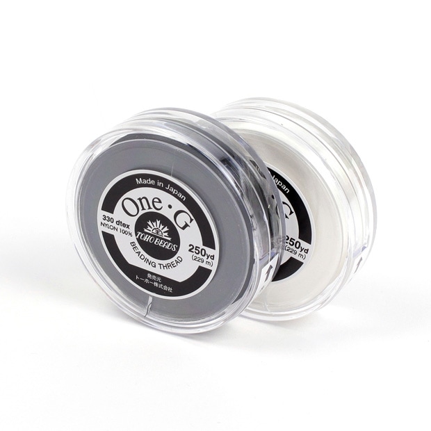 ビーズ　糸・コード　ビーズステッチ糸 One-G 250y巻 白・黒