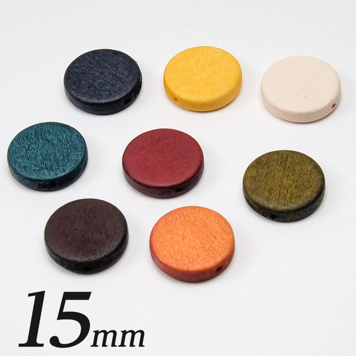 ウッドビーズ コイン 約15mm 4ヶ