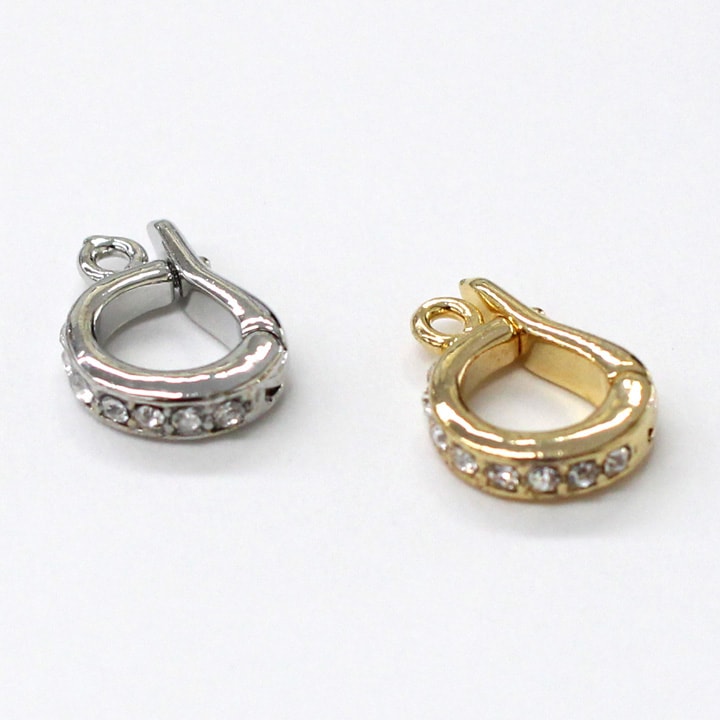 CraftCafe クリッカー石付 約12×9×3mm 1ヶ ゴールド・シルバー