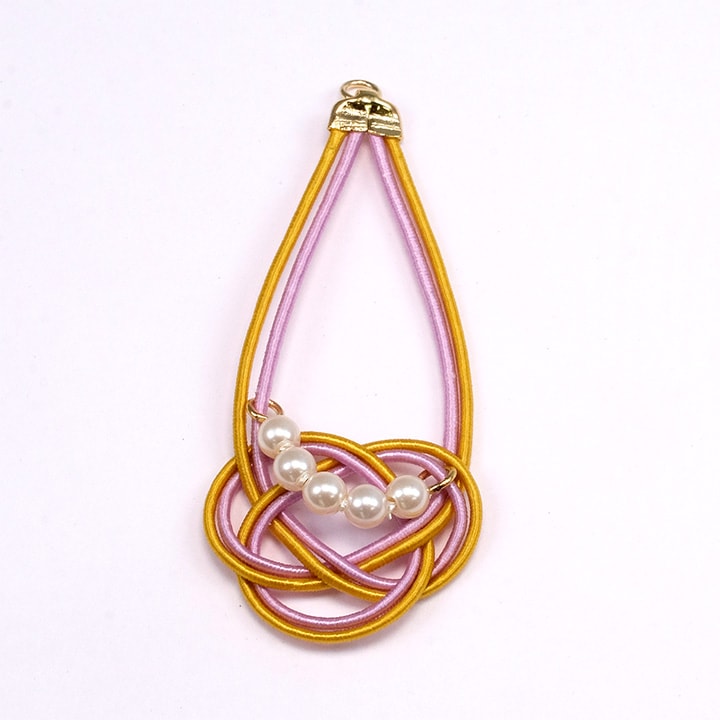 【大処分】あわじ結び水引チャーム ゴールドカン・パール付1ヶ