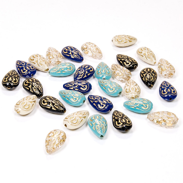 【お買い得品】ヴィンテージアクリル シズク 18×12mm 6ヶ