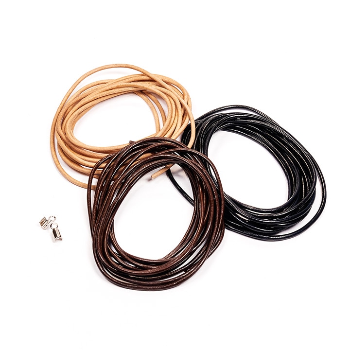 革紐 丸 留具付 2mm 2m