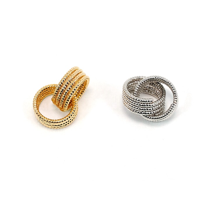 CraftCafe メタルツイストコイルリング2連 約10mm ゴールド・シルバー 1ヶ