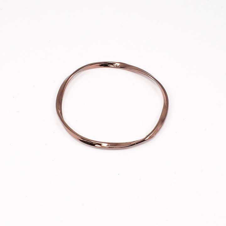 【お買い得品】チョコカラー メタル丸 フープ波線 約34mm ブラウン 1ヶ